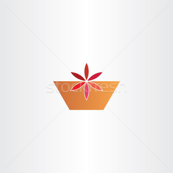 Stock fotó: Piros · virágcserép · absztrakt · vektor · ikon · szimbólum