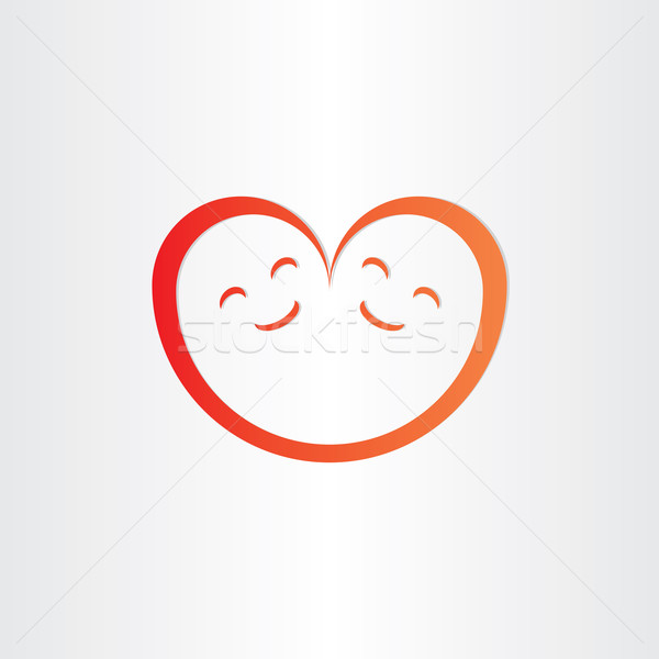Bliźnięta dzieci uśmiech kształt serca miłości ikona Zdjęcia stock © blaskorizov