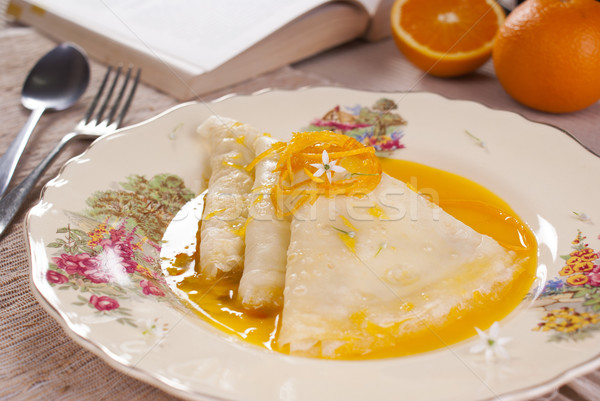 Crepes Suzette on English Vintage Plate Stock photo © blinztree