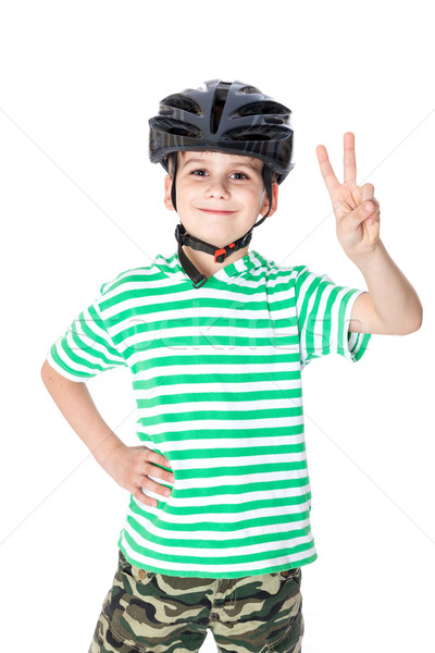 少年 ヘルメット 孤立した 白 子 ストックフォト © bloodua