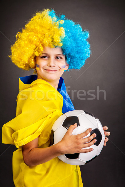 Futebol ventilador bandeira preto azul amarelo Foto stock © bloodua