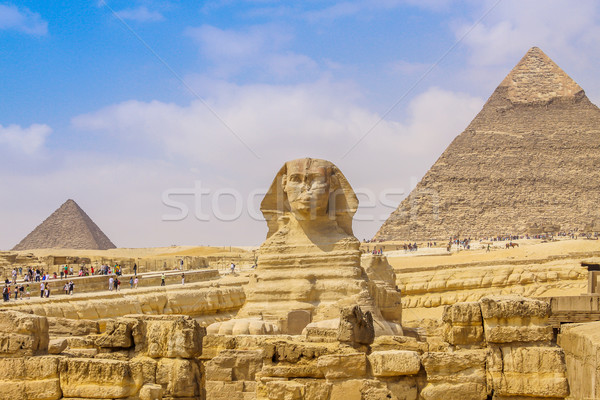 Groot piramide Egypte gezicht gebouw woestijn Stockfoto © bloodua