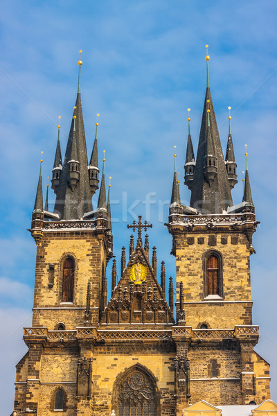 Templom hölgy este Prága Csehország tornyok Stock fotó © bloodua