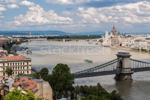 Chain Bridge and Hungarian Parliament, Budapest, Hungary Stock photo © bloodua