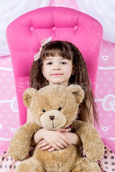 小女孩 擁抱 泰迪熊 公主 泰迪熊 商業照片 © bloodua