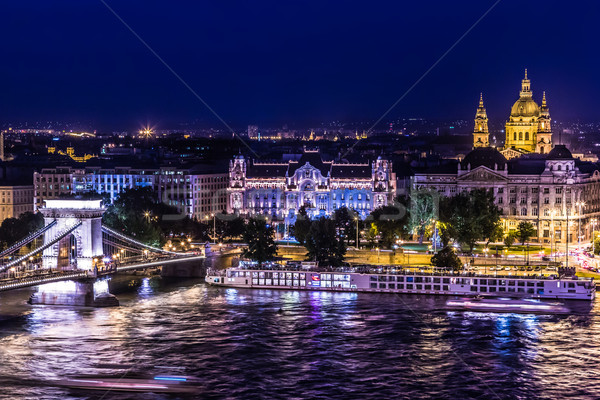 Panorama Budapest Hungría cadena puente río Foto stock © bloodua
