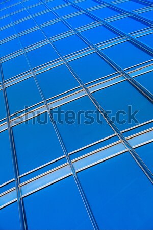 Stock photo: modern blue glass wall of skyscraper