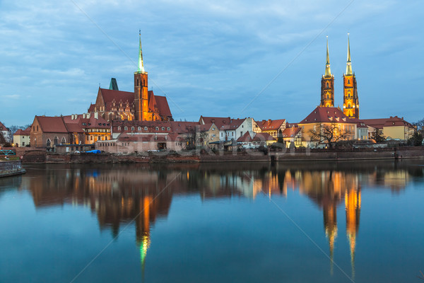 Stock photo: Cathedral Island in the evening Wroclaw, Poland