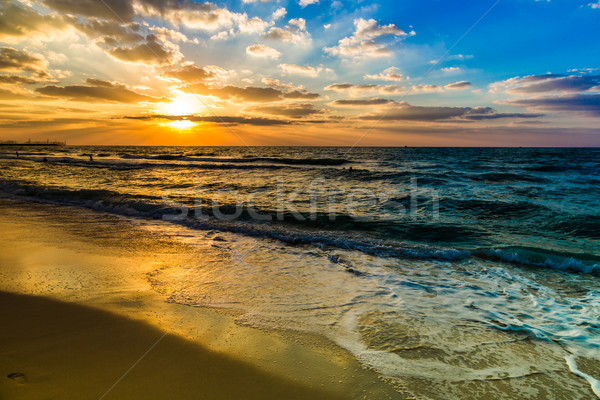 Dubai sea and beach, beautiful sunset at the beach Stock photo © bloodua