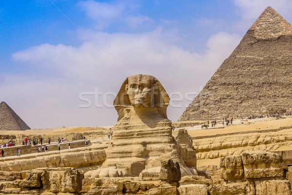 Nagyszerű piramis Egyiptom arc épület sivatag Stock fotó © bloodua