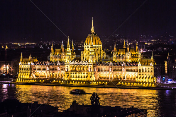 Budapest parlamento edificio Hungría crepúsculo noche Foto stock © bloodua