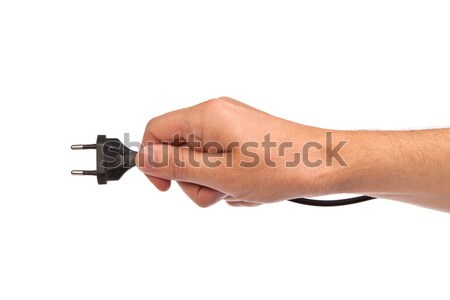 Man is holding a black outlet in the hand Stock photo © bloodua