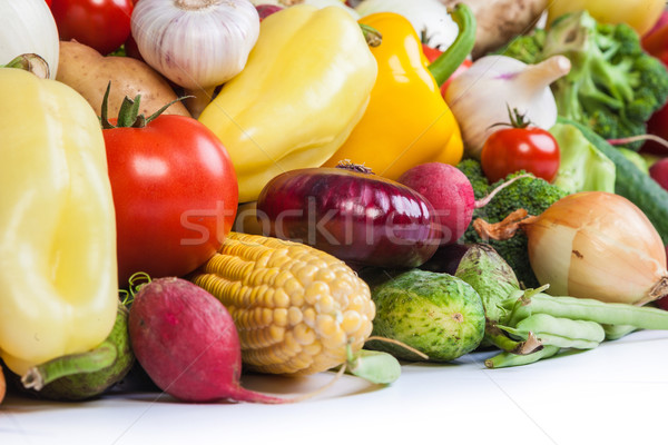 Сток-фото: группа · свежие · овощи · изолированный · белый · лист · фрукты
