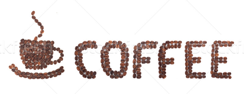 Koffie woord bonen witte chocolade energie Stockfoto © bloodua