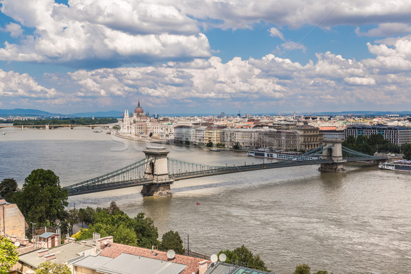Chain Bridge and Hungarian Parliament, Budapest, Hungary Stock photo © bloodua