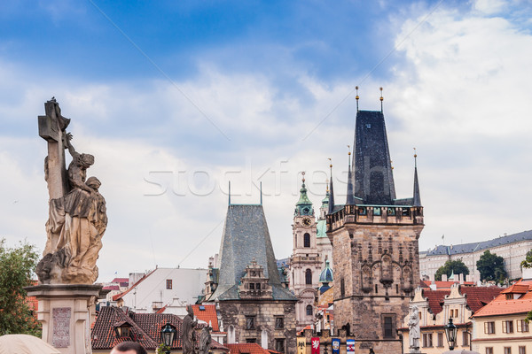 Ponte Praga verão cidade igreja azul Foto stock © bloodua