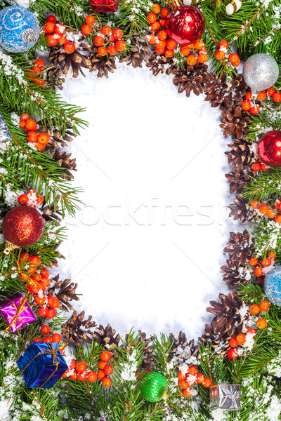 Natal quadro decorações neve baga Foto stock © bloodua