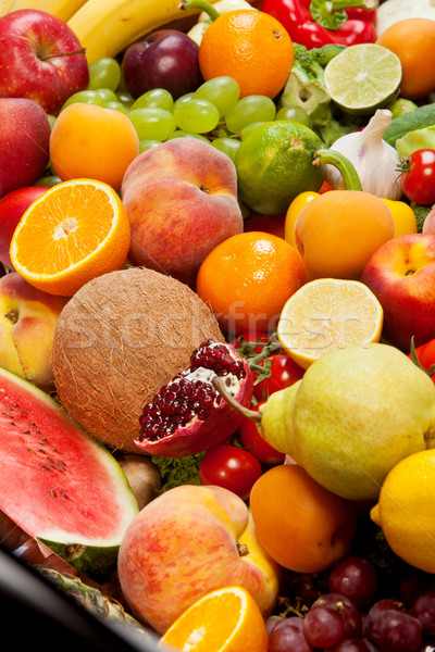 Riesige Gruppe frischem Gemüse Früchte isoliert weiß Stock foto © bloodua