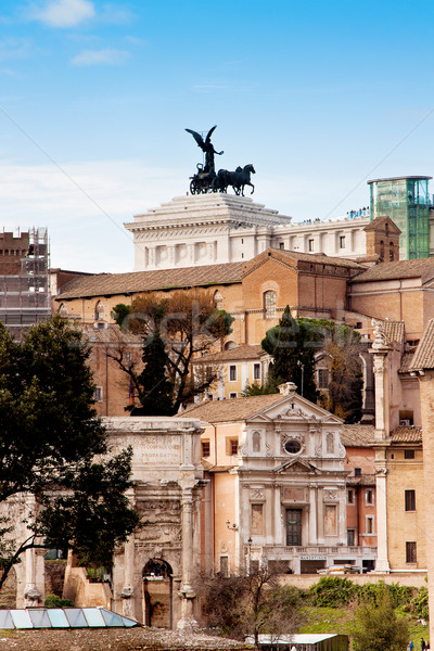 Stockfoto: Romeinse · ruines · Rome · antieke · blauwe · hemel · dag