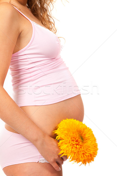 Pregnant woman is caressing her belly Stock photo © bloodua