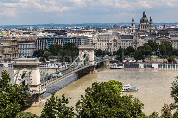 Chain Bridge and Hungarian Parliament, Budapest, Hungary Stock photo © bloodua