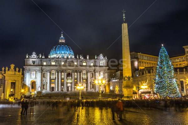 Widoku bazylika miasta Rzym noc placu Zdjęcia stock © bloodua