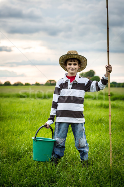 Young boy fishing in a river Stock photo © bloodua