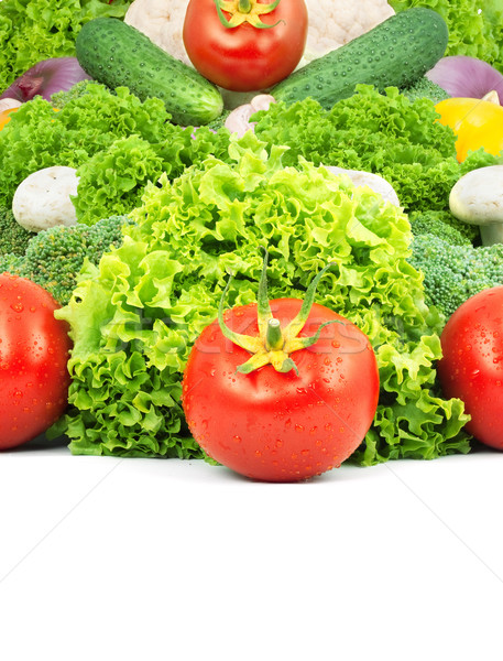 Stock fotó: Friss · zöldségek · izolált · fehér · levél · gyümölcs · háttér