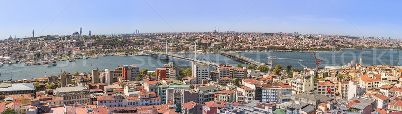 Foto stock: Istambul · panorâmico · ver · torre · Turquia · dourado