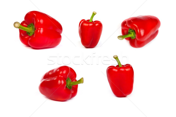 set of red bell sweet peppers isolated on white Stock photo © bloodua