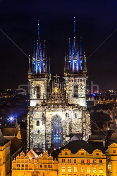 Сток-фото: Церкви · Lady · вечер · Прага · Чешская · республика · towers