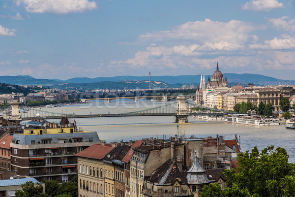 Chain Bridge and Hungarian Parliament, Budapest, Hungary Stock photo © bloodua