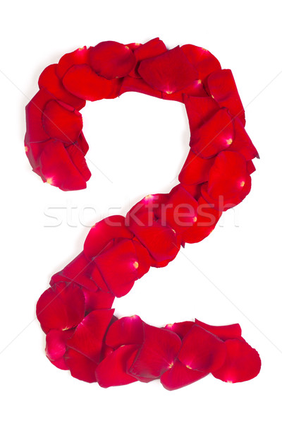 number 2 made from red petals rose on white Stock photo © bloodua