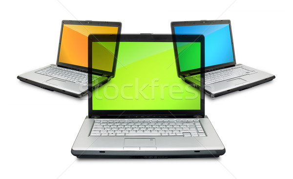 Stock fotó: Laptop · nyitva · mutat · billentyűzet · képernyő · izolált