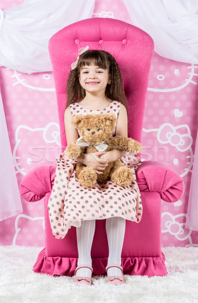 小女孩 擁抱 泰迪熊 公主 泰迪熊 商業照片 © bloodua