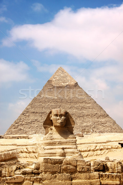 Stock fotó: Nagyszerű · piramis · Egyiptom · égbolt · nyár · Afrika