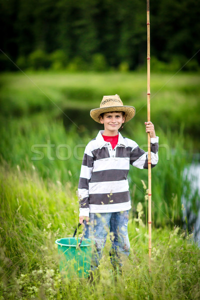 Young boy fishing in a river Stock photo © bloodua