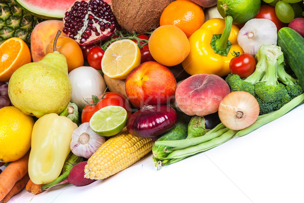 Riesige Gruppe frischem Gemüse Früchte isoliert weiß Stock foto © bloodua