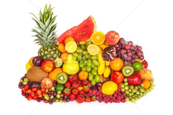 Riesige Gruppe frischen Früchte isoliert weiß Stock foto © bloodua
