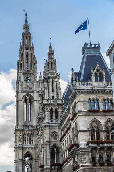 Close up Tall gothic building of Vienna city hall, Austria Stock photo © bloodua