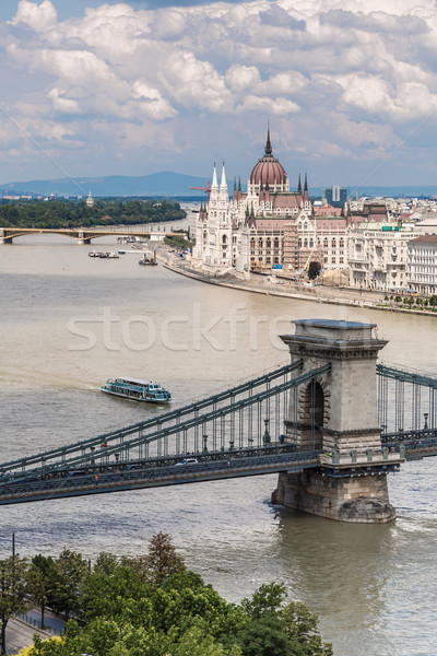 Chain Bridge and Hungarian Parliament, Budapest, Hungary Stock photo © bloodua
