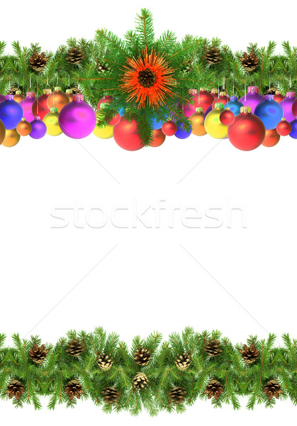 ストックフォト: クリスマス · フレームワーク · 緑 · 孤立した · 白 · 背景