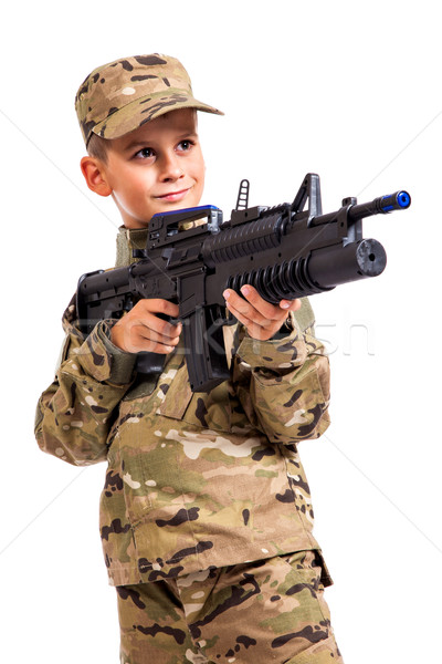 Jungen Soldat Gewehr wie isoliert Stock foto © bloodua