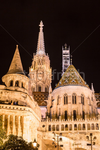 Fisherman's bastion night view, Budapest, Hungary Stock photo © bloodua