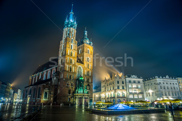 Foto d'archivio: Polonia · cracovia · mercato · piazza · notte · vecchio