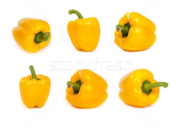 set of yellow bell sweet peppers isolated on white Stock photo © bloodua