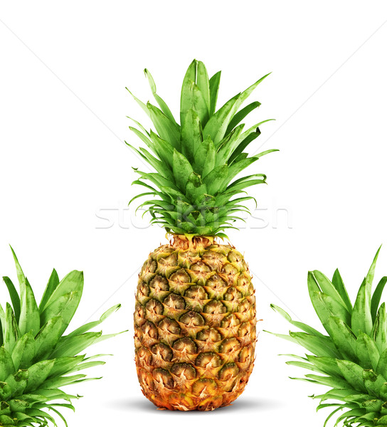 Stockfoto: Rijp · ananas · geïsoleerd · witte · blad · vruchten