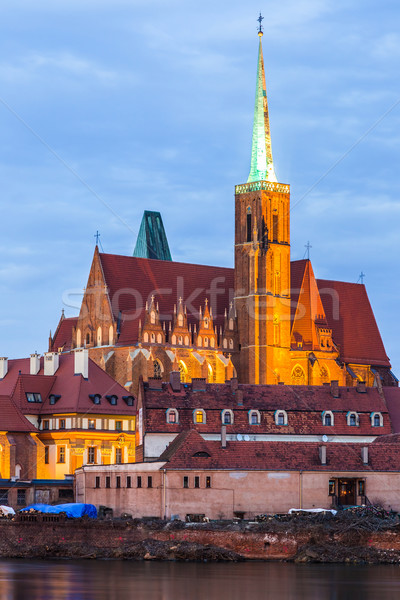 Stock photo: Cathedral Island in the evening Wroclaw, Poland