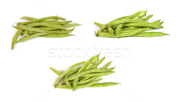 set of Bunches of fresh green beans on white Stock photo © bloodua