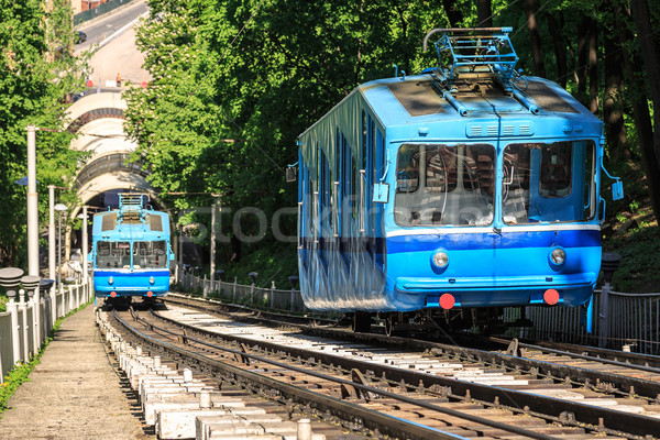 Stock photo: Funicular trains moving on the hill